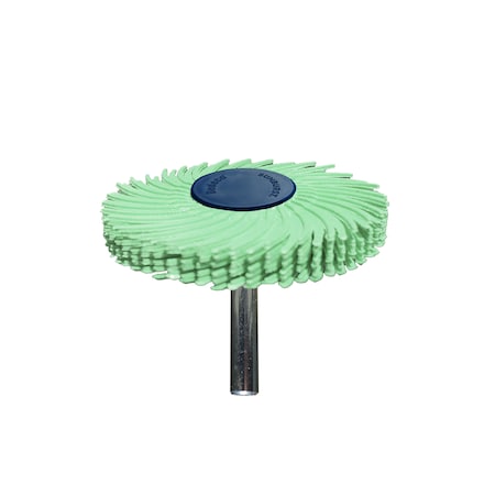 Dedeco Sunburst Radial Bristle Discs 2 in Curved Tc 6-Ply Lt Green 1 Micron A/O 1/4 in 1/Unit 1812